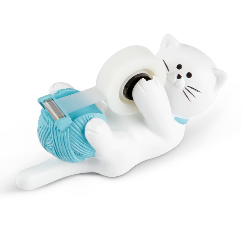 Chapman & Grand Kitty Cat Tape Dispenser (White/Turquoise), Patented - Image 1